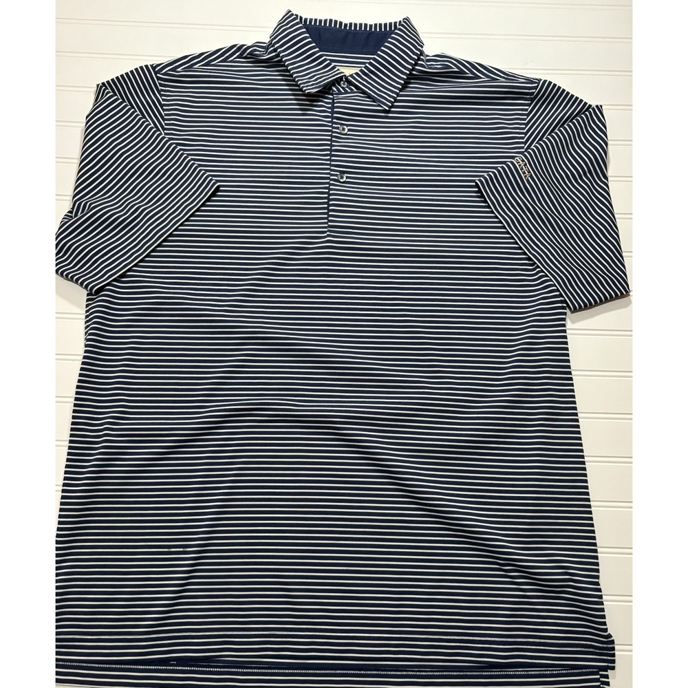 Donald Ross Golf Polo Shirt Cascata Navy Blue Stripes